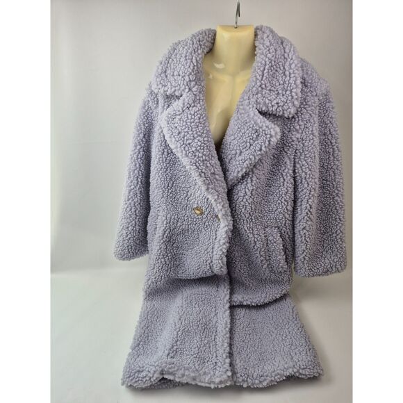 UGG Women's Violet Light Purple Gertrude Double Breasted Teddy Coat Size Medium - Picture 1 of 5